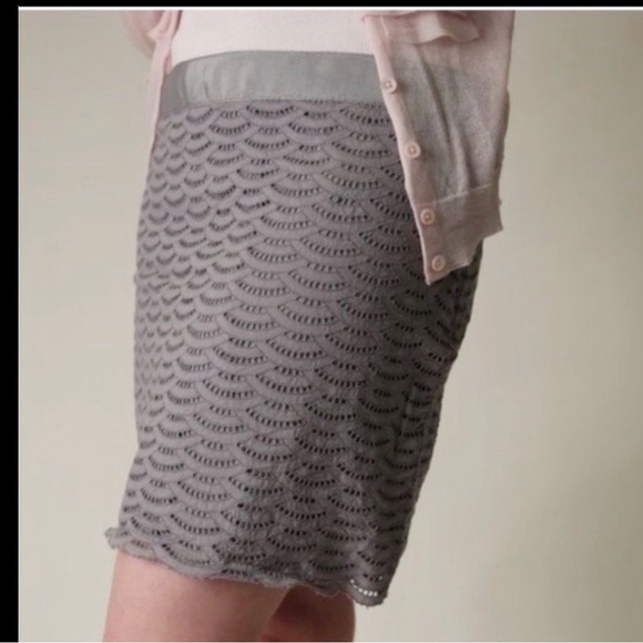 J. Crew Fan Eyelet Mini Skirt Slate Grey 6 Fairy Officecore Career Datenight - Picture 2 of 9